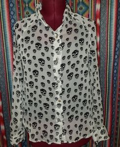 Skull Print Chiffon Shirt